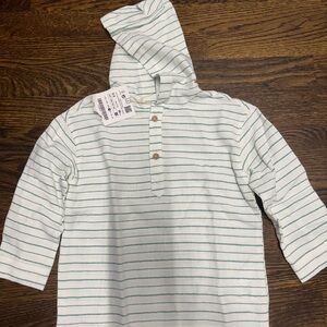 Zara Kids Green and White Striped Shirt Hoodie, Size: 2-3 years